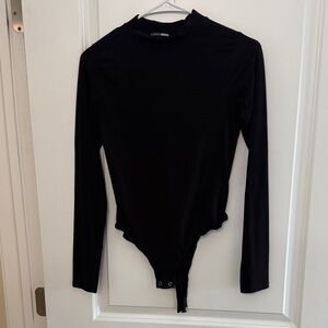 Fashion Nova Elegant Black Mock Neck Bodysuit - Small